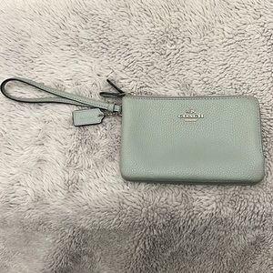 Coach double zip wristlet wallet - sky blue